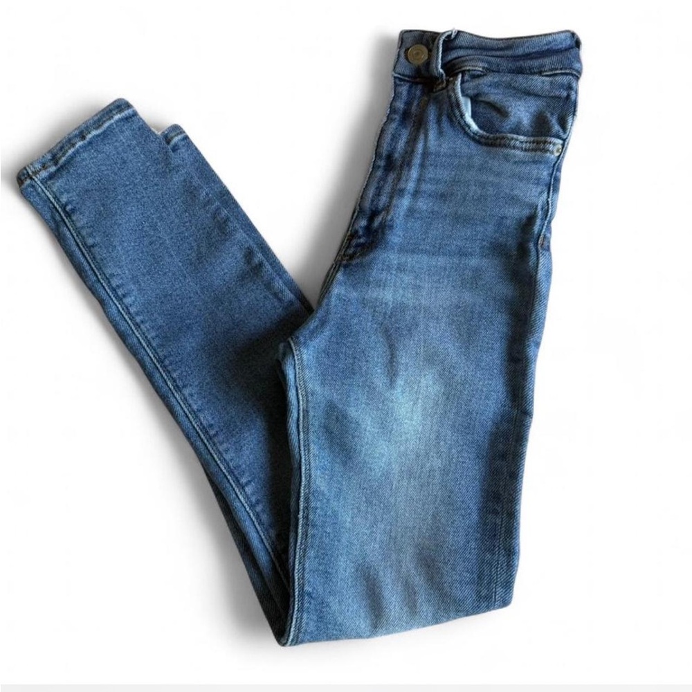 Zara Blue High-Waisted Skinny Jeans Size 2 Cotton